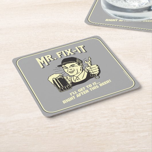 フィックット氏：このビールの後 スクエアペーパーコースター (アングル)