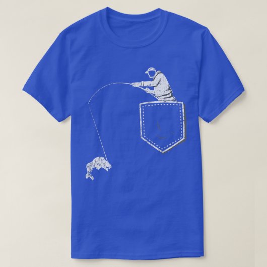 フィッシャおもしろいーマン魚釣りポケットTフォーファー&グラ Tシャツ (デザイン正面)