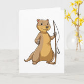 フィッシャーとしてオッター フィッシングロッド付き カード (黄色い花)