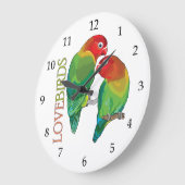 フィッシャーのラブバード·パロット ラージ壁時計 (傾斜)