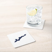 フィッシャーアイランドロゴ紙コースター – 海軍 スクエアペーパーコースター (インサイチュ)