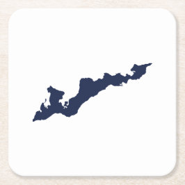 フィッシャーアイランドロゴ紙コースター – 海軍 スクエアペーパーコースター