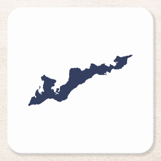 フィッシャーアイランドロゴ紙コースター – 海軍 スクエアペーパーコースター (正面)