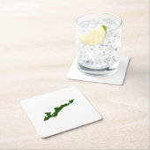 フィッシャーアイランドロゴ紙コースター – 緑 スクエアペーパーコースター (インサイチュ)