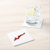 フィッシャーアイランドロゴ紙コースター – 赤 スクエアペーパーコースター (インサイチュ)