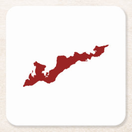 フィッシャーアイランドロゴ紙コースター – 赤 スクエアペーパーコースター