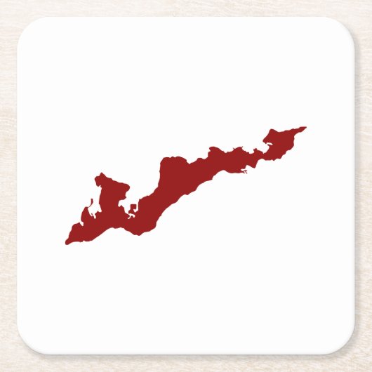 フィッシャーアイランドロゴ紙コースター – 赤 スクエアペーパーコースター (正面)