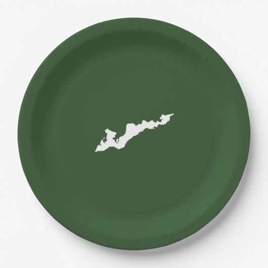 フィッシャーアイランドロゴ紙プレート – 白/緑 ペーパープレート (正面)