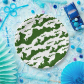 フィッシャーアイランドロゴ紙プレート – 緑/白 ペーパープレート (パーティー)