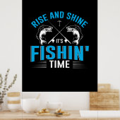 フィッシャーアートライズ&シャイン魚釣り時間 ポスター (キッチン)