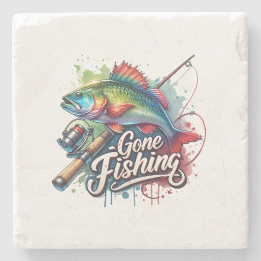 フィッシャーギフトゴー魚釣り ストーンコースター (正面)