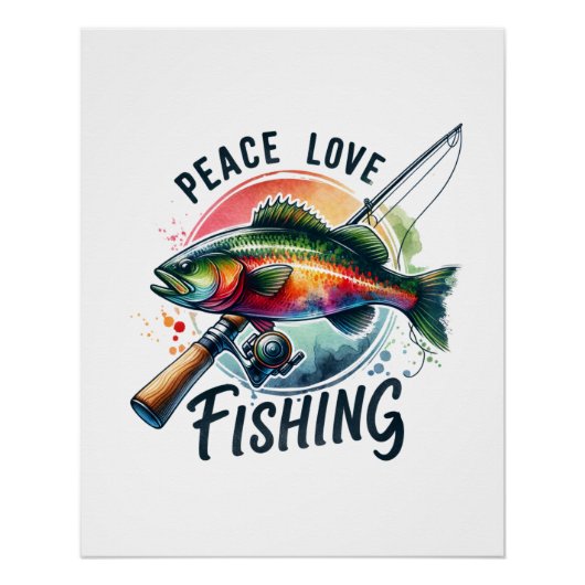 フィッシャーギフトピースラブ魚釣り ポスター (正面)