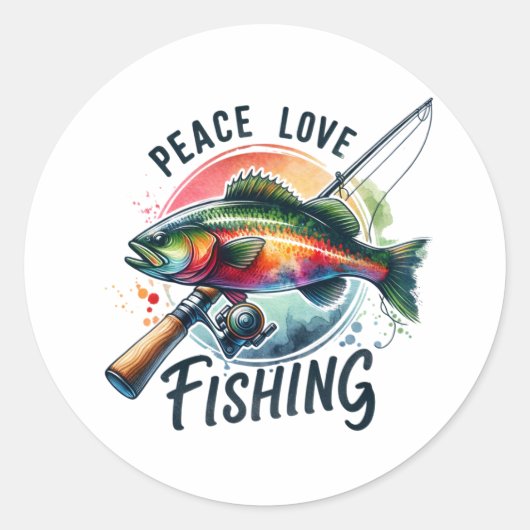 フィッシャーギフトピースラブ魚釣り ラウンドシール (正面)