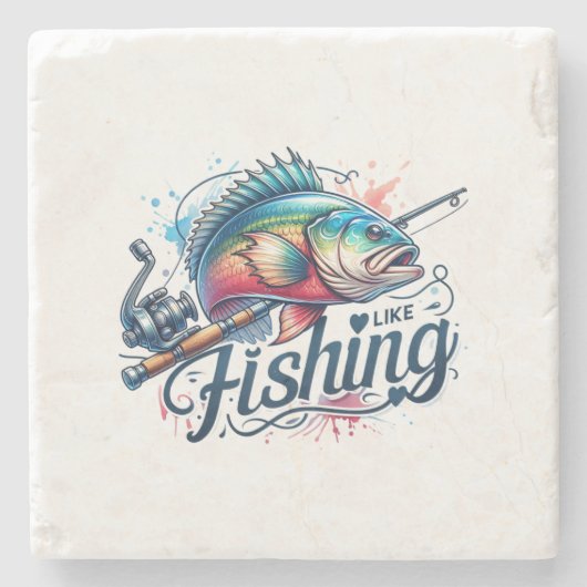 フィッシャーギフト好き魚釣り ストーンコースター (正面)