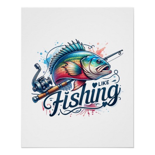 フィッシャーギフト好き魚釣り ポスター (正面)