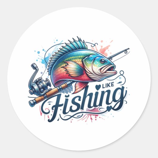 フィッシャーギフト好き魚釣り ラウンドシール (正面)