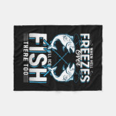 フィッシャーギフト魚も氷結する フリースブランケット (正面(横))