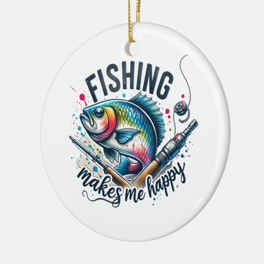 フィッシャーギフト魚釣りが嬉しい セラミックオーナメント (左)