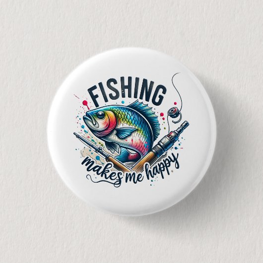 フィッシャーギフト魚釣りが嬉しい 缶バッジ (正面)