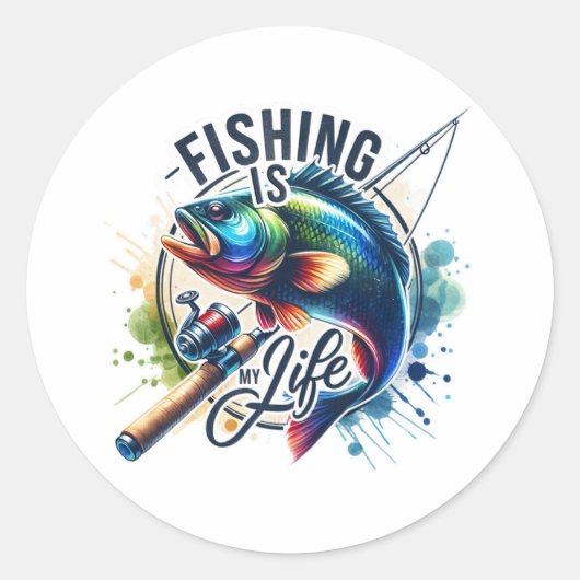 フィッシャーギフト魚釣りは私の人生だ ラウンドシール (正面)