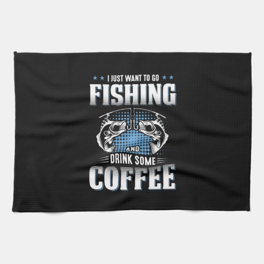 フィッシャーゴー魚釣りとコーヒーを飲む キッチンタオル (横)