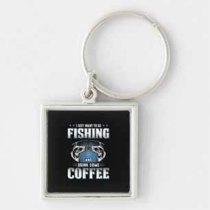 フィッシャーゴー魚釣りとコーヒーを飲む キーホルダー