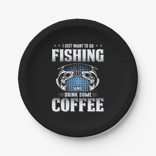 フィッシャーゴー魚釣りとコーヒーを飲む ペーパープレート (正面)