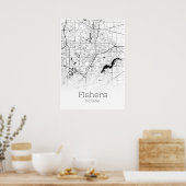 フィッシャーズの地図 – インディアナ州 – 市内地図ポスター ポスター (キッチン)