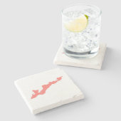 フィッシャーズアイランドロゴコースター – コーラルピンク ストーンコースター (横)