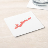 フィッシャーズアイランドロゴ紙コースター – Coral Pink スクエアペーパーコースター (アングル)