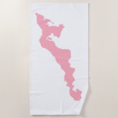 フィッシャーズ島ビーチタオル – ピンク/白 ビーチタオル (正面)