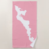 フィッシャーズ島ビーチタオル – 白/ピンク ビーチタオル (正面)