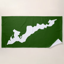 フィッシャーズ島ビーチタオル – 白/緑