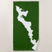 フィッシャーズ島ビーチタオル – 白/緑 ビーチタオル (正面)