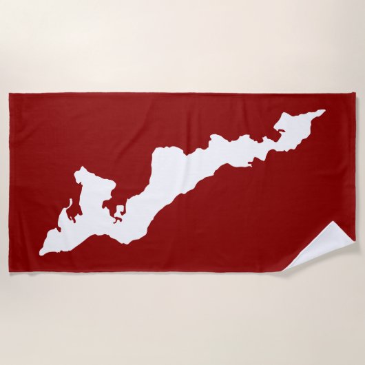 フィッシャーズ島ビーチタオル – 白/赤 ビーチタオル (正面)