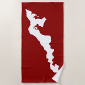 フィッシャーズ島ビーチタオル – 白/赤 ビーチタオル (正面)