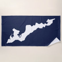 フィッシャーズ島ビーチタオル – 白/青