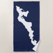 フィッシャーズ島ビーチタオル – 白/青 ビーチタオル (正面)
