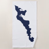 フィッシャーズ島ビーチタオル – 青/白 ビーチタオル (正面)