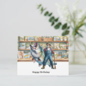 フィッシャーマンアット魚釣りショップハッピーバースデー ポストカード (スタンド正面)