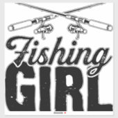 フィッシャーマンガール魚釣り魚釣り魚釣り シール (シート)