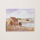 フィッシャーマンズハウスノルウェーコーストウォーターカラー ジグソーパズル (横)