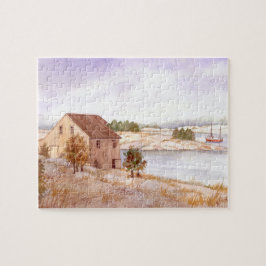 フィッシャーマンズハウスノルウェーコーストウォーターカラー ジグソーパズル