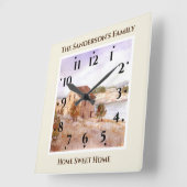 フィッシャーマンズハウスノルウェーコーストウォーターカラー スクエア壁時計 (傾斜)