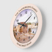 フィッシャーマンズハウスノルウェーコーストウォーターカラー ラージ壁時計 (傾斜)