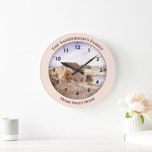 フィッシャーマンズハウスノルウェーコーストウォーターカラー ラージ壁時計 (ホーム)