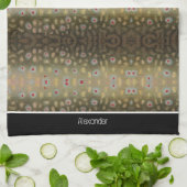 フィッシャーマンブルックマス魚オリーブ白黒錆 キッチンタオル (折り畳み)