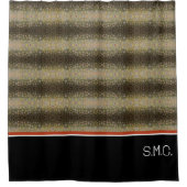 フィッシャーマンブルックマス魚オリーブ白黒錆 シャワーカーテン (正面)