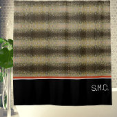 フィッシャーマンブルックマス魚オリーブ白黒錆 シャワーカーテン