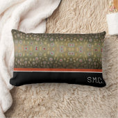 フィッシャーマンブルックマス魚オリーブ白黒錆 ランバークッション (ブランケット)